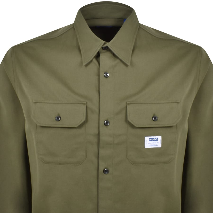 Image number 2 for HUGO Blue Ekynone Long Sleeve Shirt Green