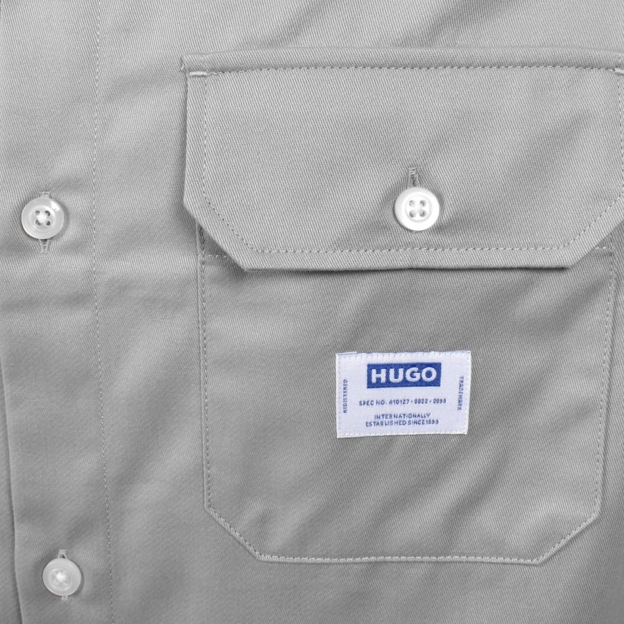 Image number 3 for HUGO Blue Ekynone Long Sleeve Shirt Grey