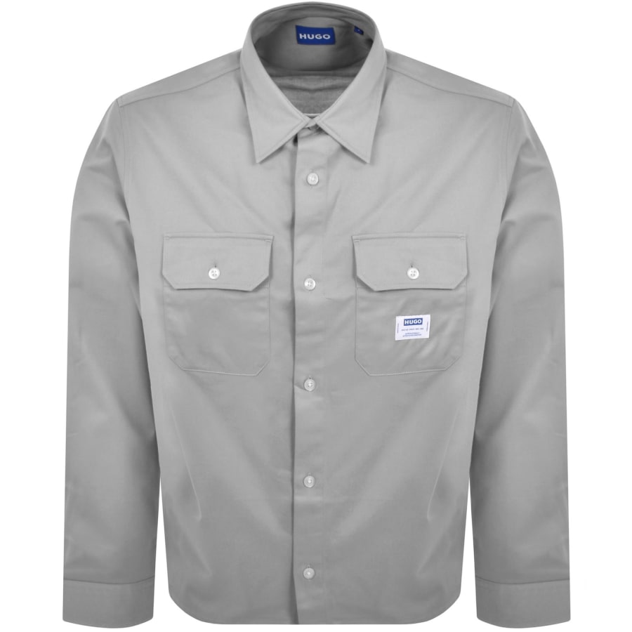 Image number 1 for HUGO Blue Ekynone Long Sleeve Shirt Grey