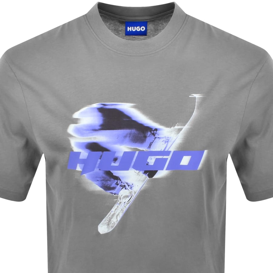 Image number 2 for HUGO Blue Narolix T Shirt Grey