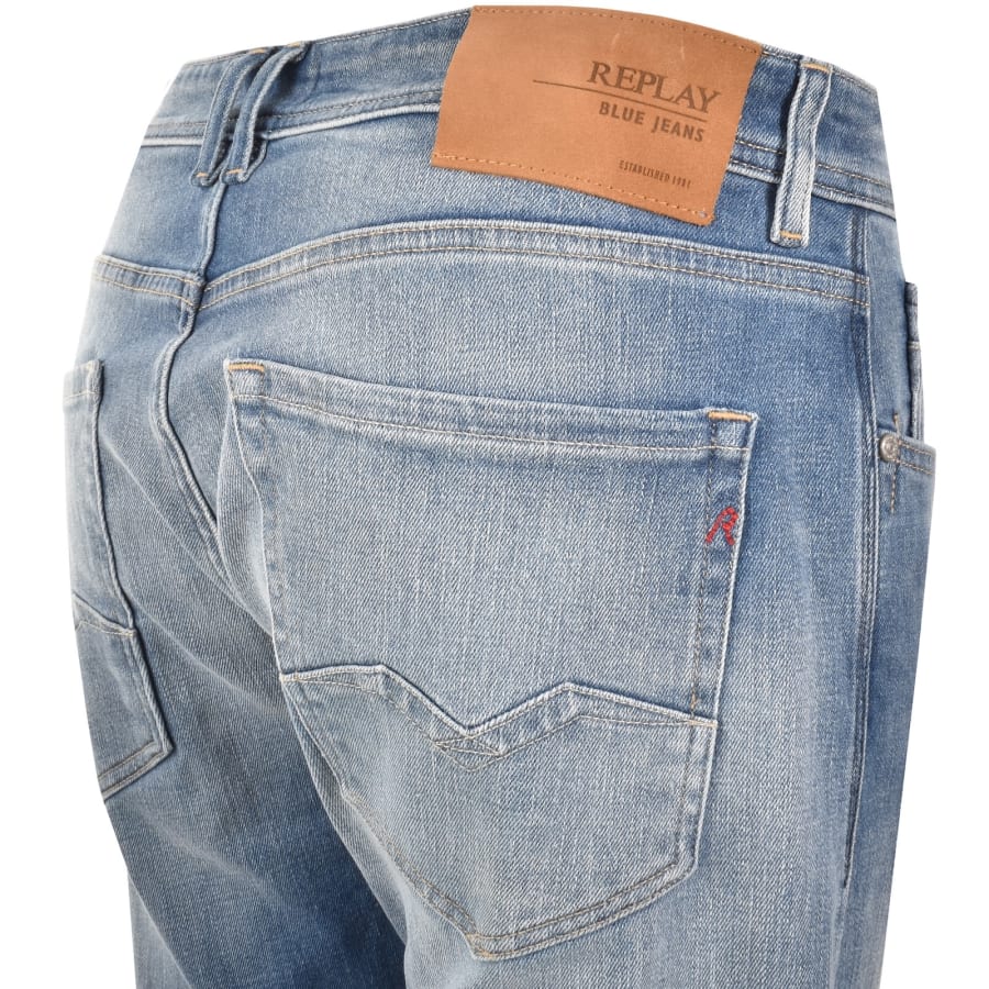 Image number 4 for Replay Comfort Fit Rocco Jeans Light Wash Blue