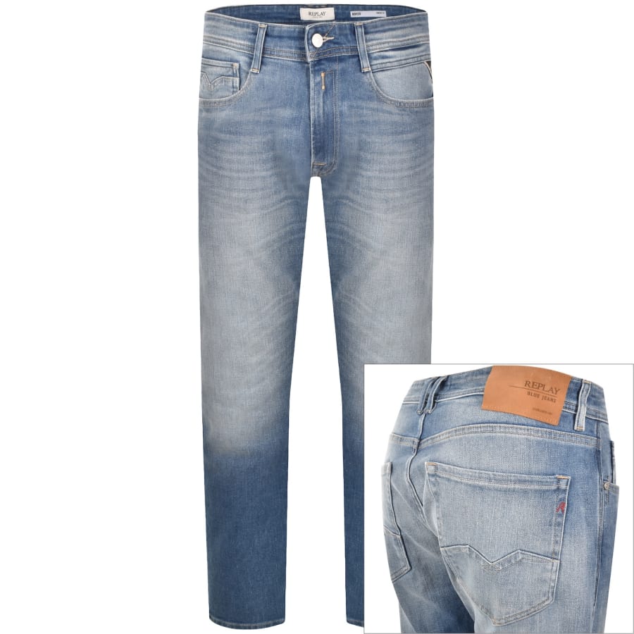 Image number 1 for Replay Comfort Fit Rocco Jeans Light Wash Blue