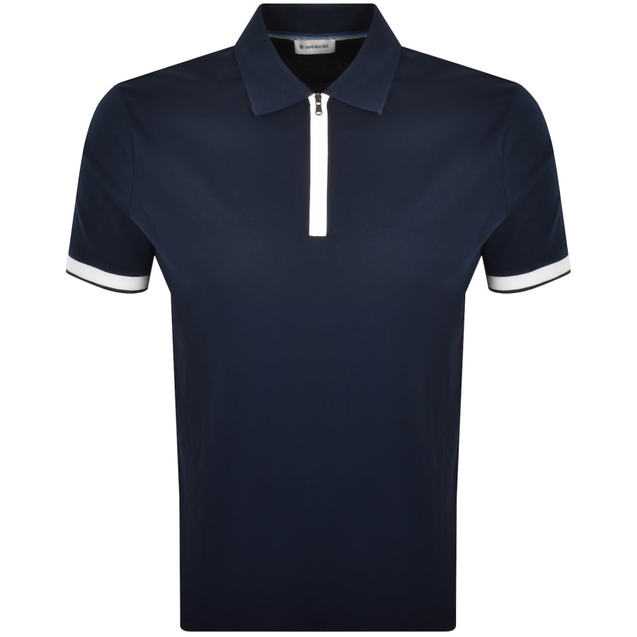 Image number 2 for Sandbanks Silicone Zip Polo T Shirt Navy