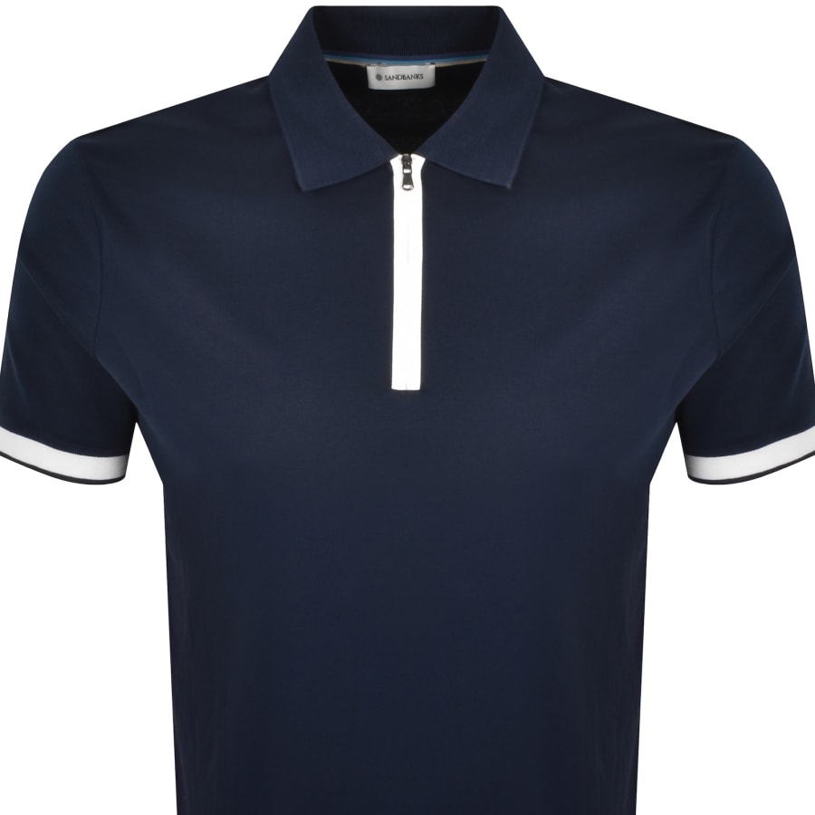 Image number 3 for Sandbanks Silicone Zip Polo T Shirt Navy