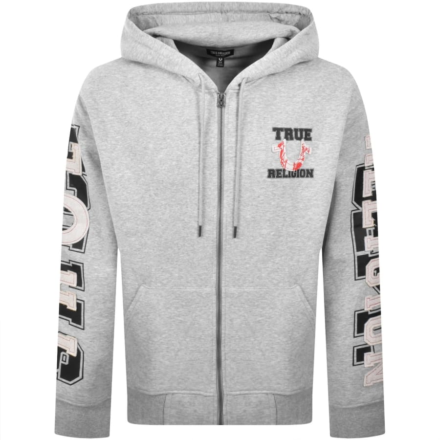 Image number 2 for True Religion Applique Full Zip Hoodie Grey