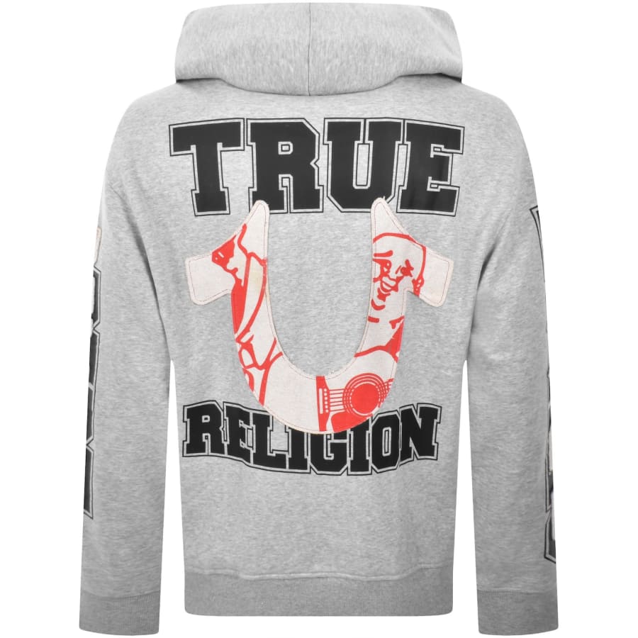 Image number 5 for True Religion Applique Full Zip Hoodie Grey