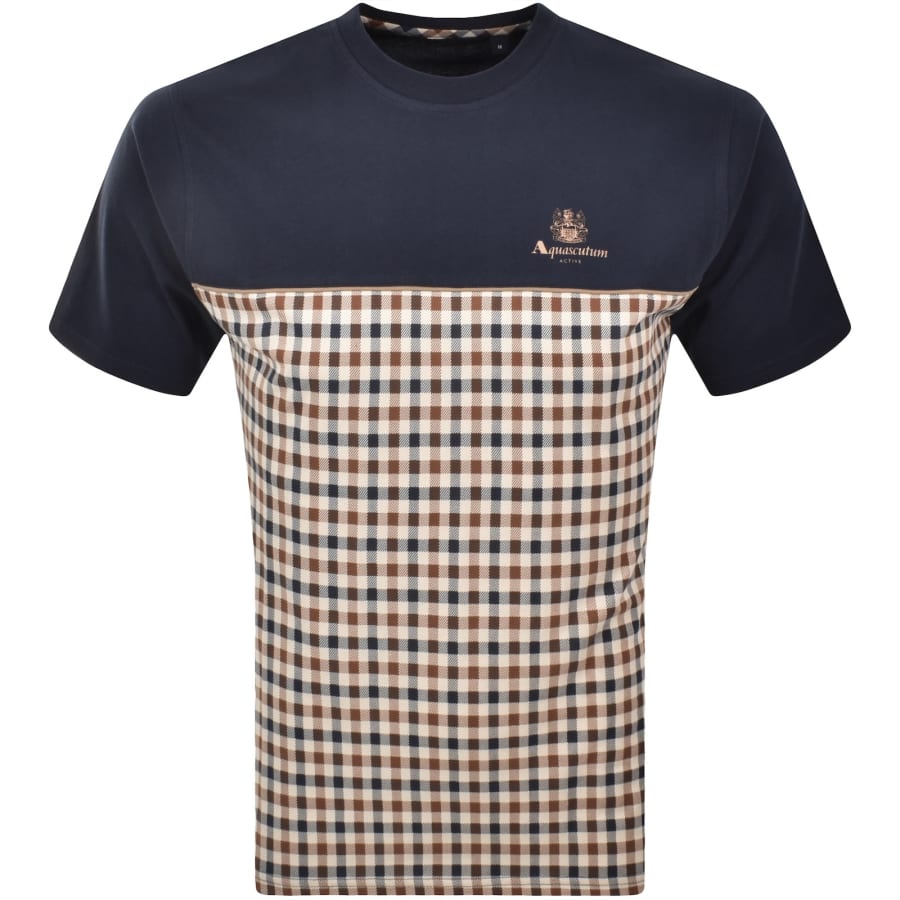 Image number 1 for Aquascutum Active Piping Panel T Shirt Navy
