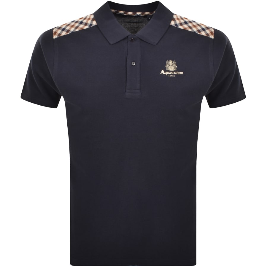 Image number 1 for Aquascutum Check Shoulder Polo Navy