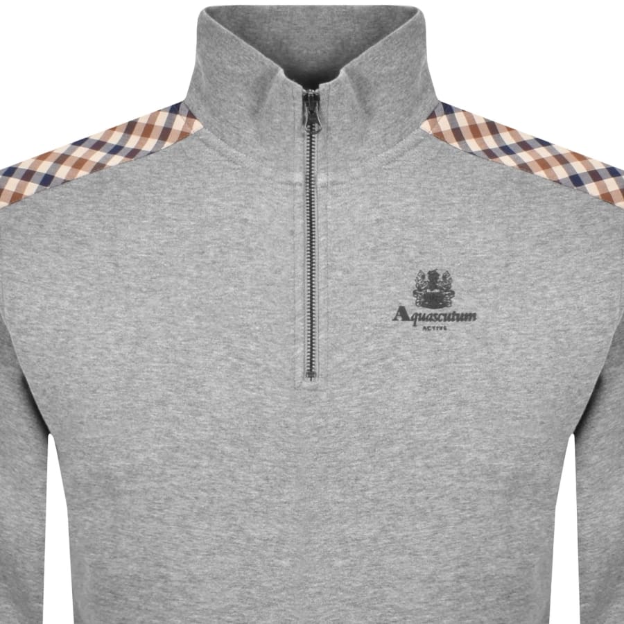 Image number 2 for Aquascutum Active Quarter Zip Sweatshirt Grey