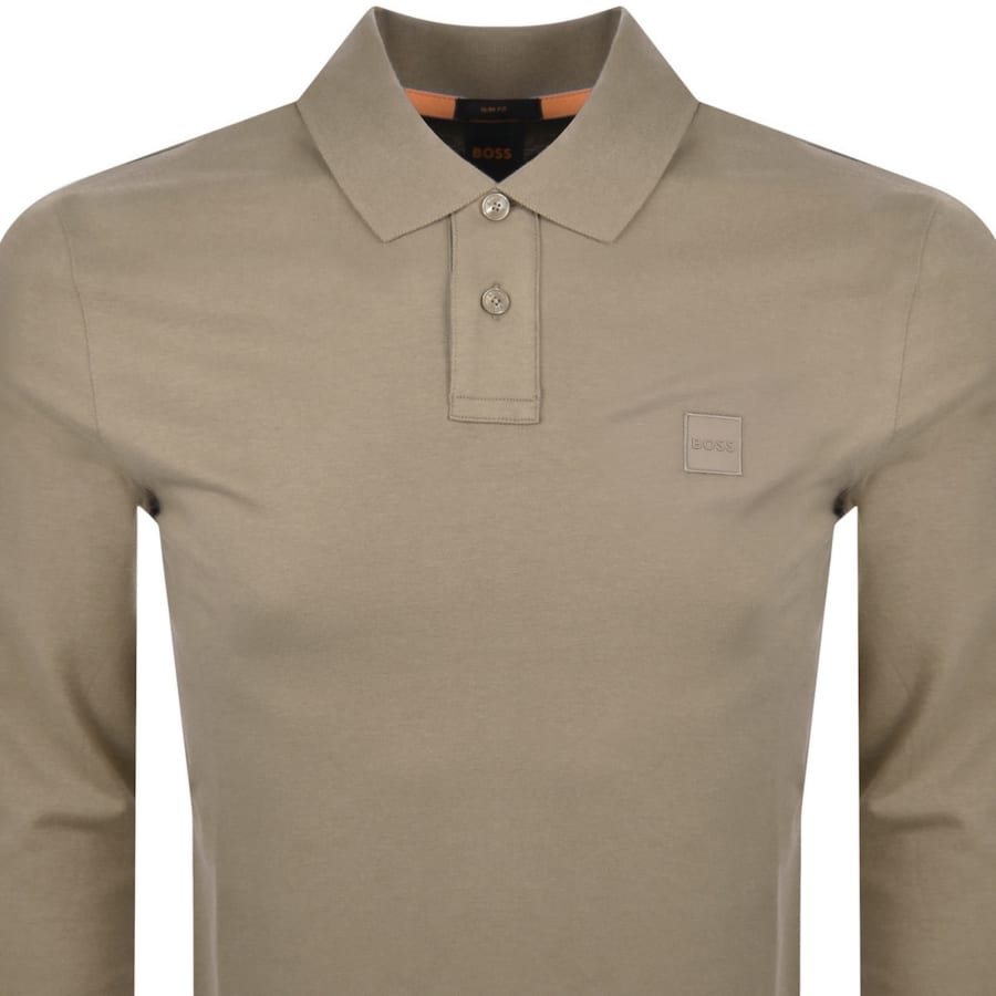 Image number 2 for BOSS Long Sleeve Passerby Polo T Shirt Brown