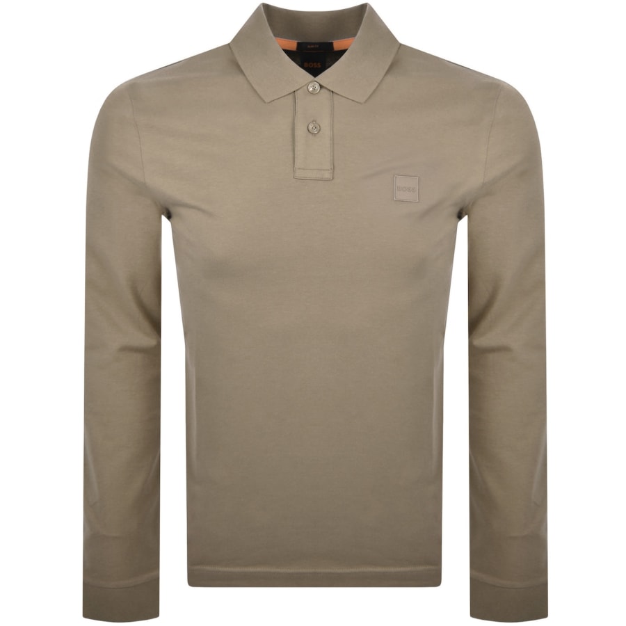 Image number 1 for BOSS Long Sleeve Passerby Polo T Shirt Brown