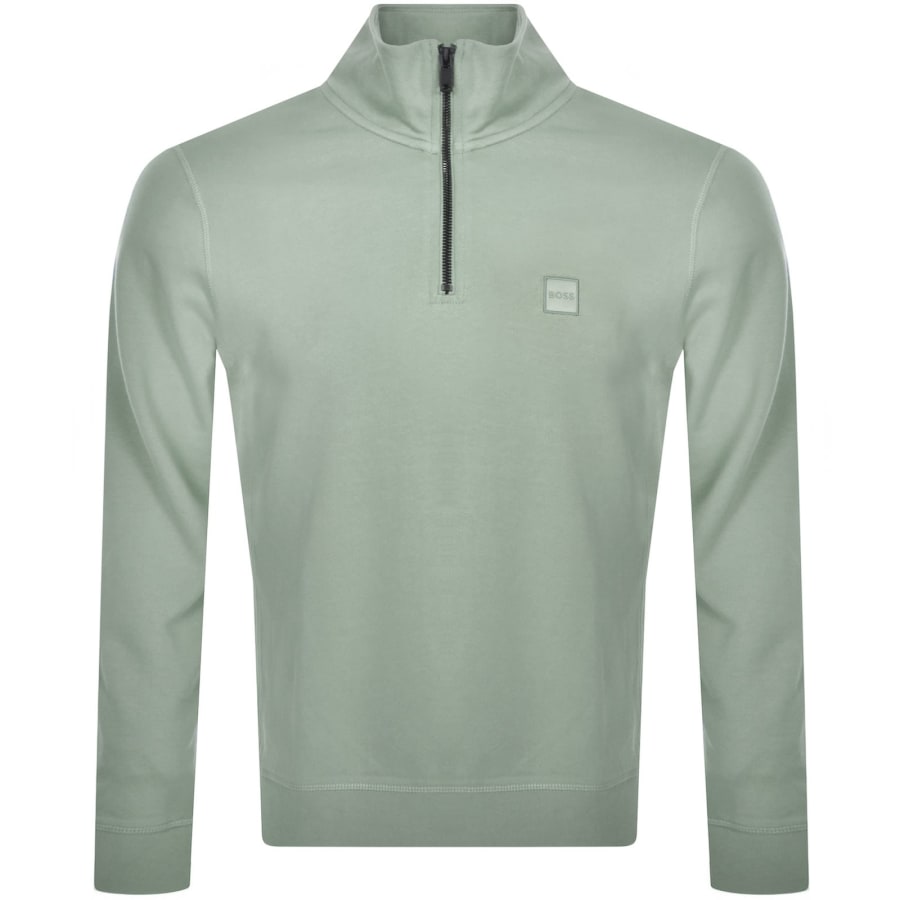 Image number 1 for BOSS Zetrust Quarter Zip Sweatshirt Green