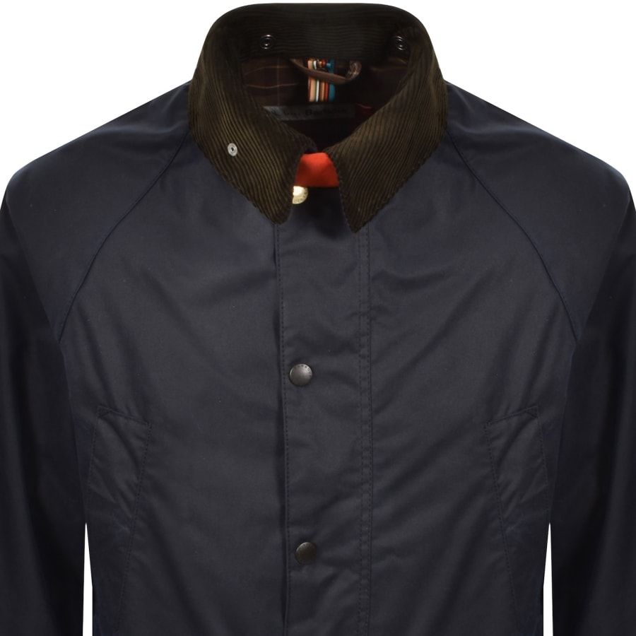 Image number 2 for Barbour X Paul Smith Bedale Wax Jacket Navy