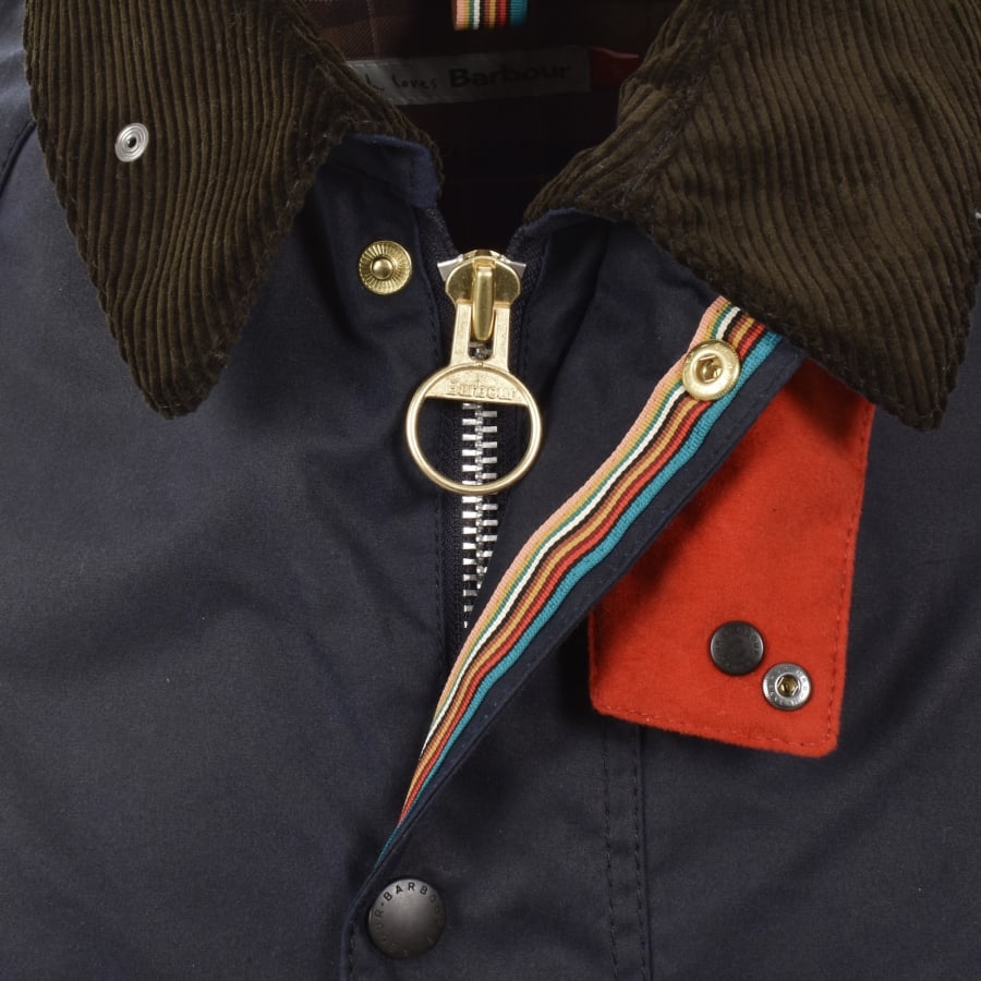 Image number 4 for Barbour X Paul Smith Bedale Wax Jacket Navy