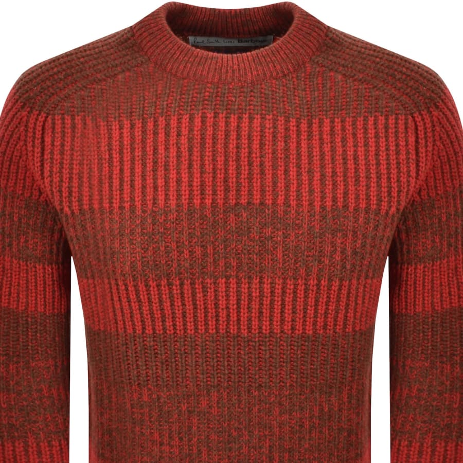 Image number 2 for Barbour X Paul Smith Saddle Knit Jumper Red