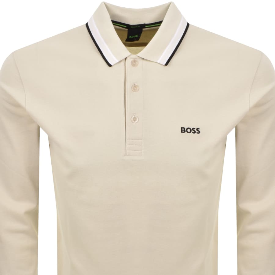 Image number 2 for BOSS Plisy Long Sleeve Polo Cream