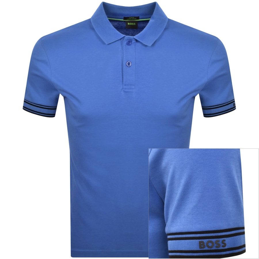 Image number 1 for BOSS Zone Polo T Shirt Medium Blue