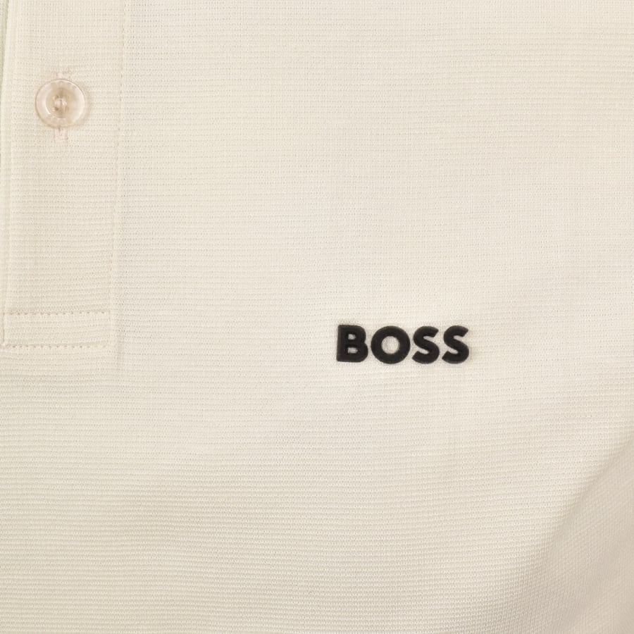 Image number 3 for BOSS Plisy Long Sleeve Polo T Shirt Cream