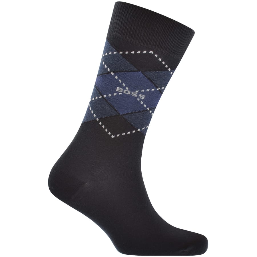 Image number 3 for BOSS 2 Pack Argyle Crew Socks Dark Blue