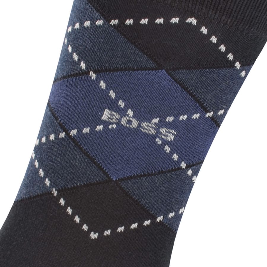 Image number 4 for BOSS 2 Pack Argyle Crew Socks Dark Blue