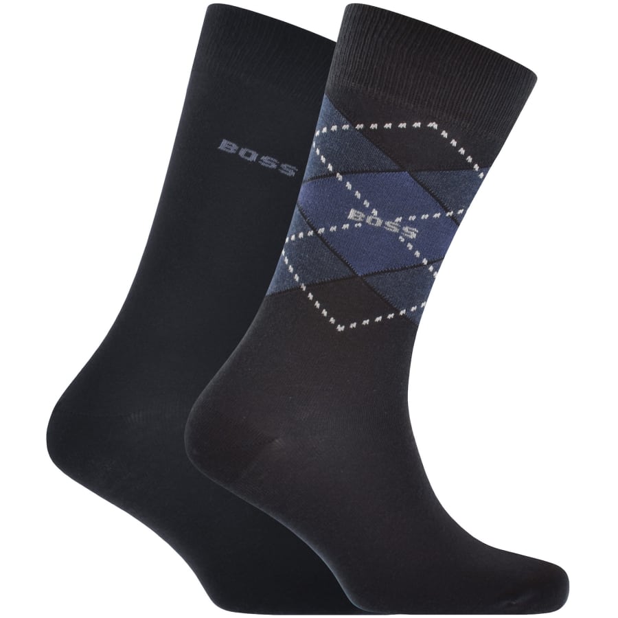 Image number 1 for BOSS 2 Pack Argyle Crew Socks Dark Blue