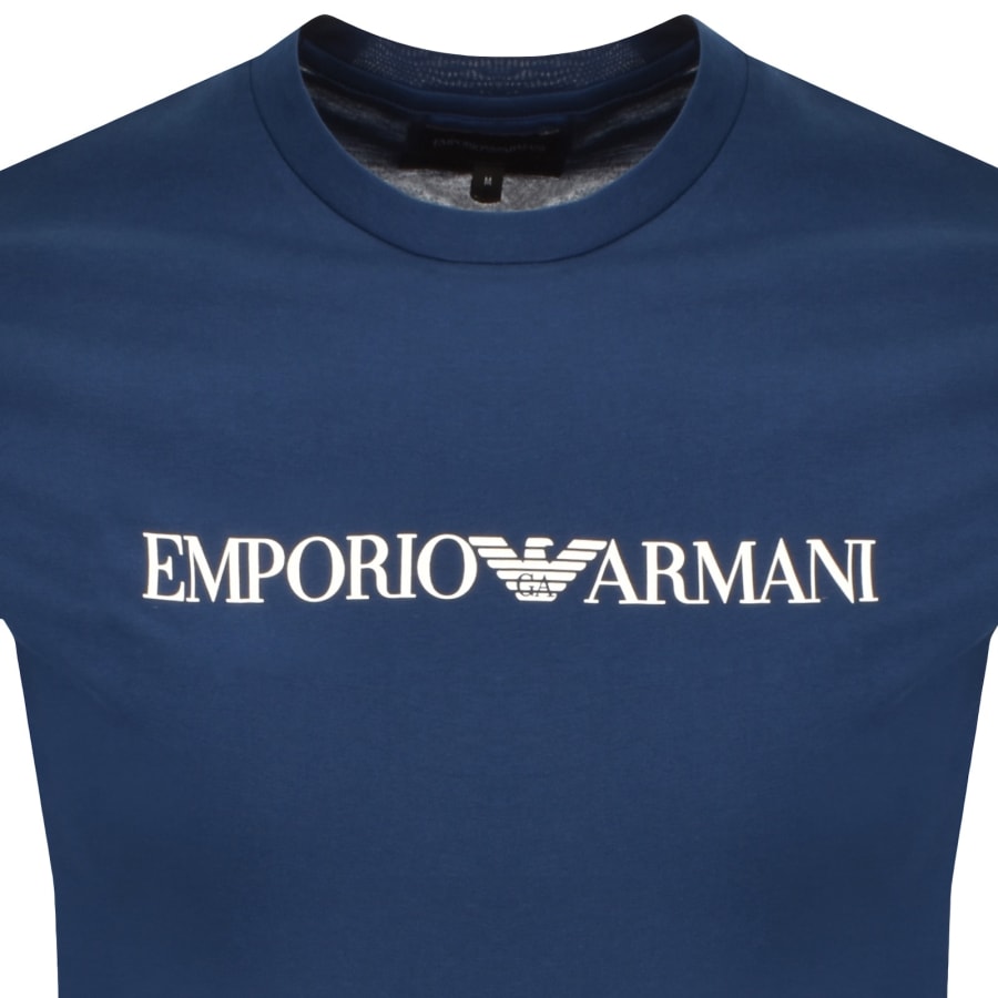 Image number 2 for Emporio Armani Crew Neck Logo T Shirt Blue Fancy