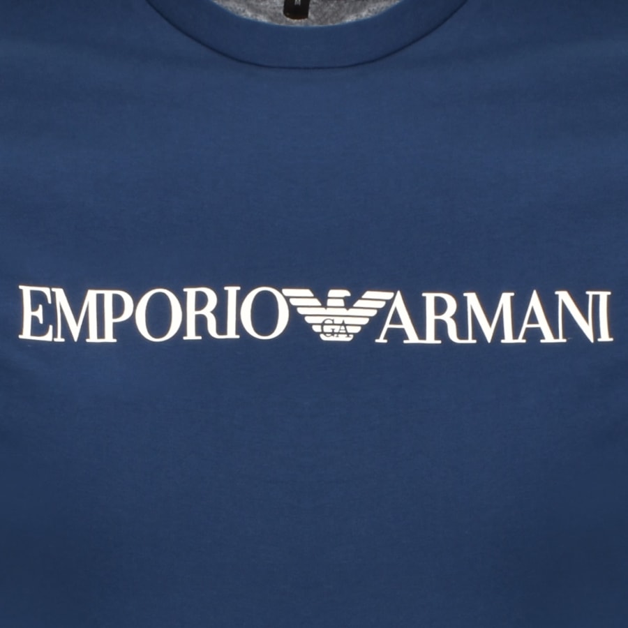 Image number 3 for Emporio Armani Crew Neck Logo T Shirt Blue Fancy