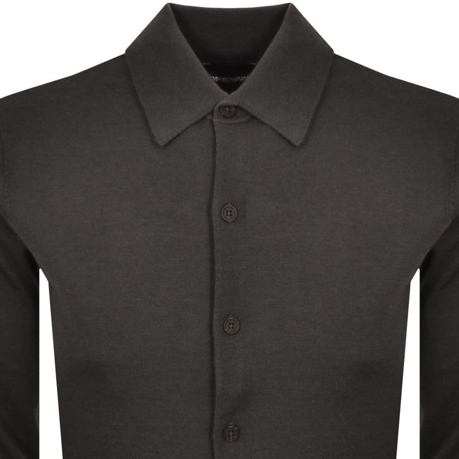 Image number 2 for Emporio Armani Wool Button Through Polo Raven Grey