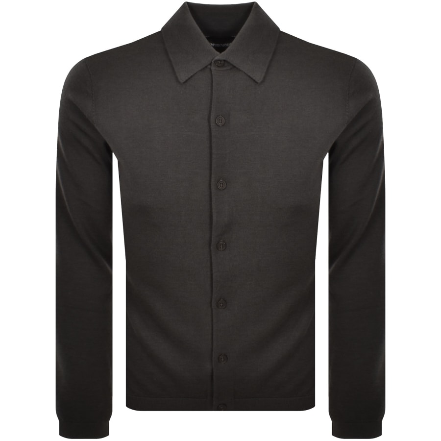 Image number 1 for Emporio Armani Wool Button Through Polo Raven Grey