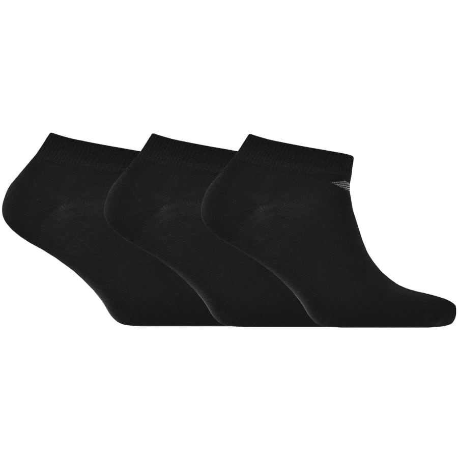 Image number 1 for Emporio Armani 3 Pack Trainer Socks Black