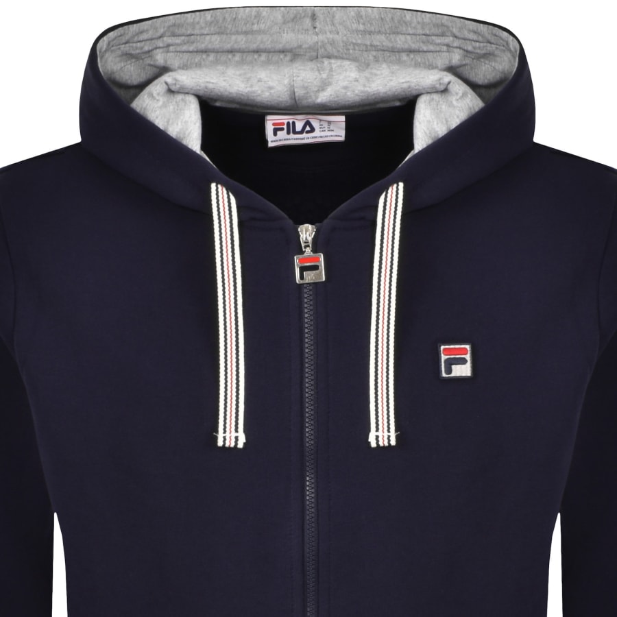 Image number 2 for Fila Tenconi Full Zip Peached Fleece Hoodie Navy