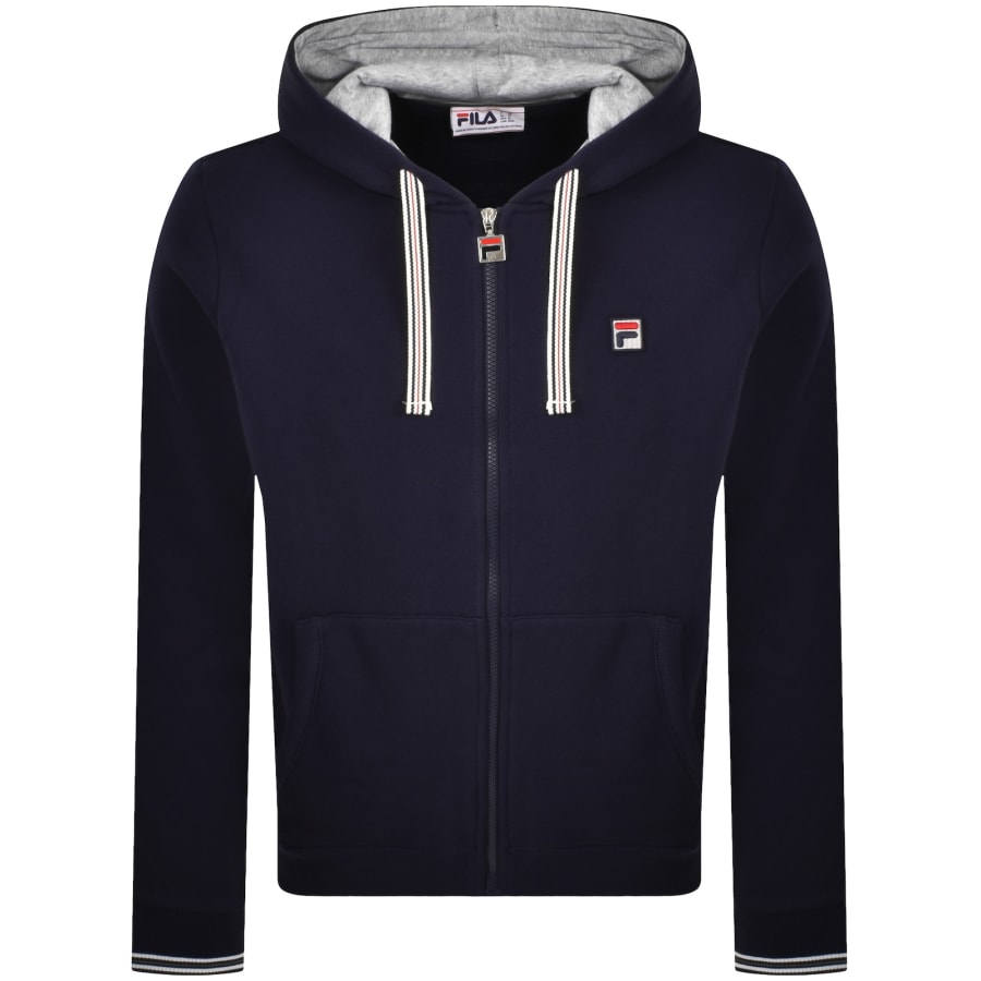 Image number 1 for Fila Tenconi Full Zip Peached Fleece Hoodie Navy