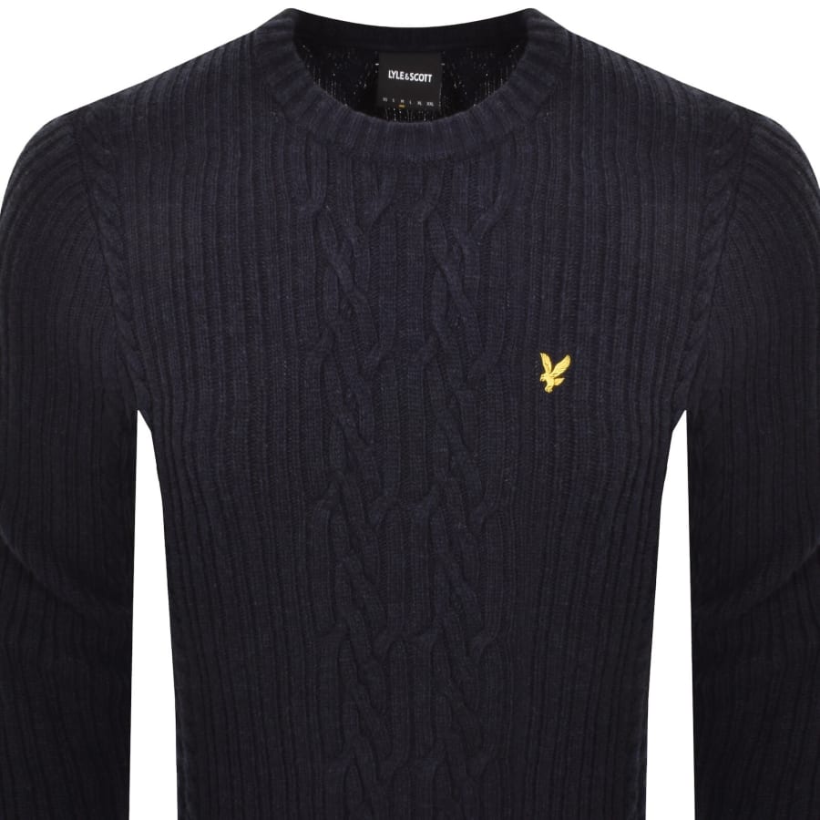 Image number 2 for Lyle And Scott Cable Knit Jumper Navy