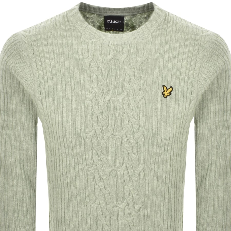 Image number 2 for Lyle And Scott Cable Knit Jumper Green