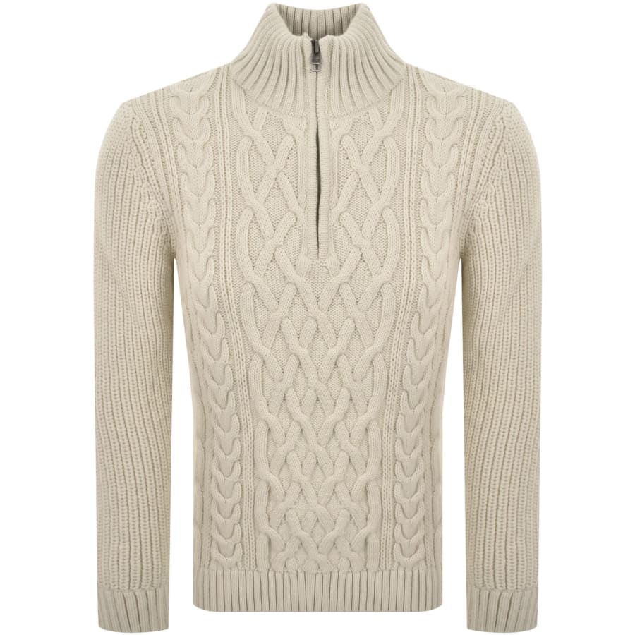 Image number 1 for Superdry Jacob Cable Knit Jumper Cream