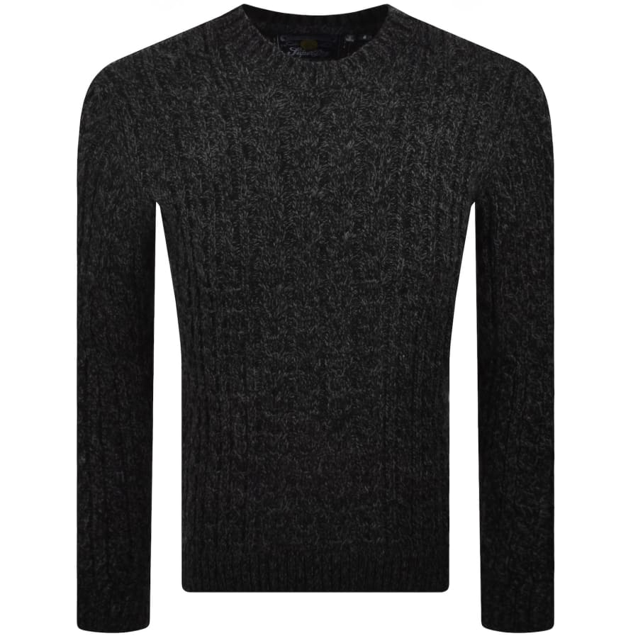 Image number 2 for Superdry Jacob Cable Knit Jumper Black