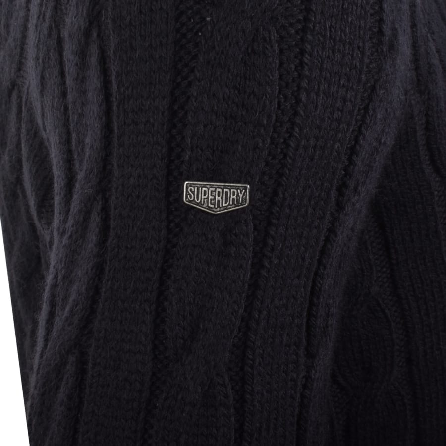 Image number 4 for Superdry Jacob Cable Knit Jumper Navy