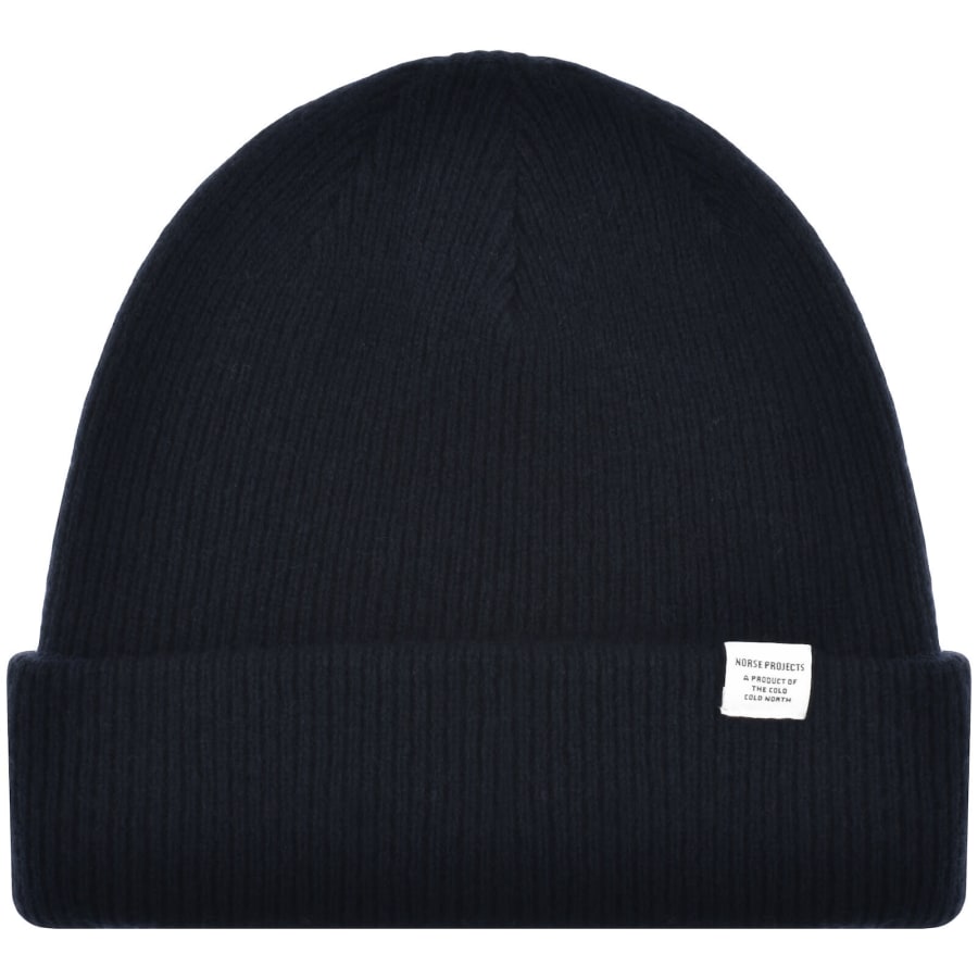 Image number 1 for Norse Projects Merino Lambswool Beanie Navy