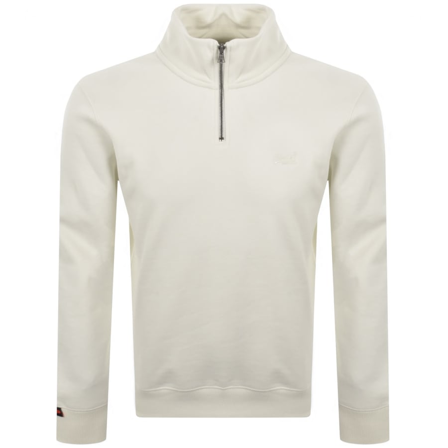 Image number 1 for Superdry Logo Henley Sweatshirt Off White