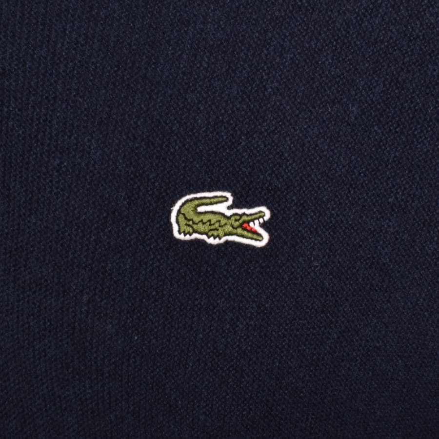 Image number 3 for Lacoste Long Sleeve Wool Knit Polo Navy