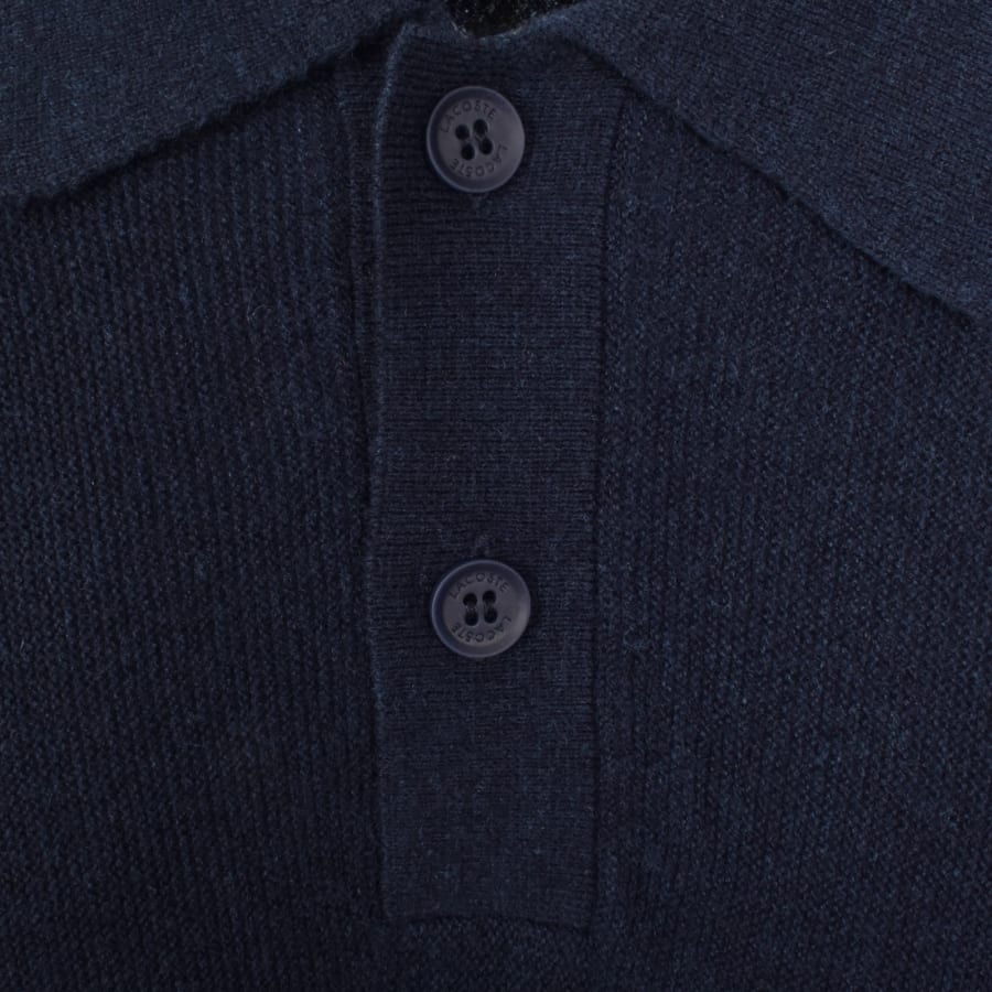 Image number 4 for Lacoste Long Sleeve Wool Knit Polo Navy