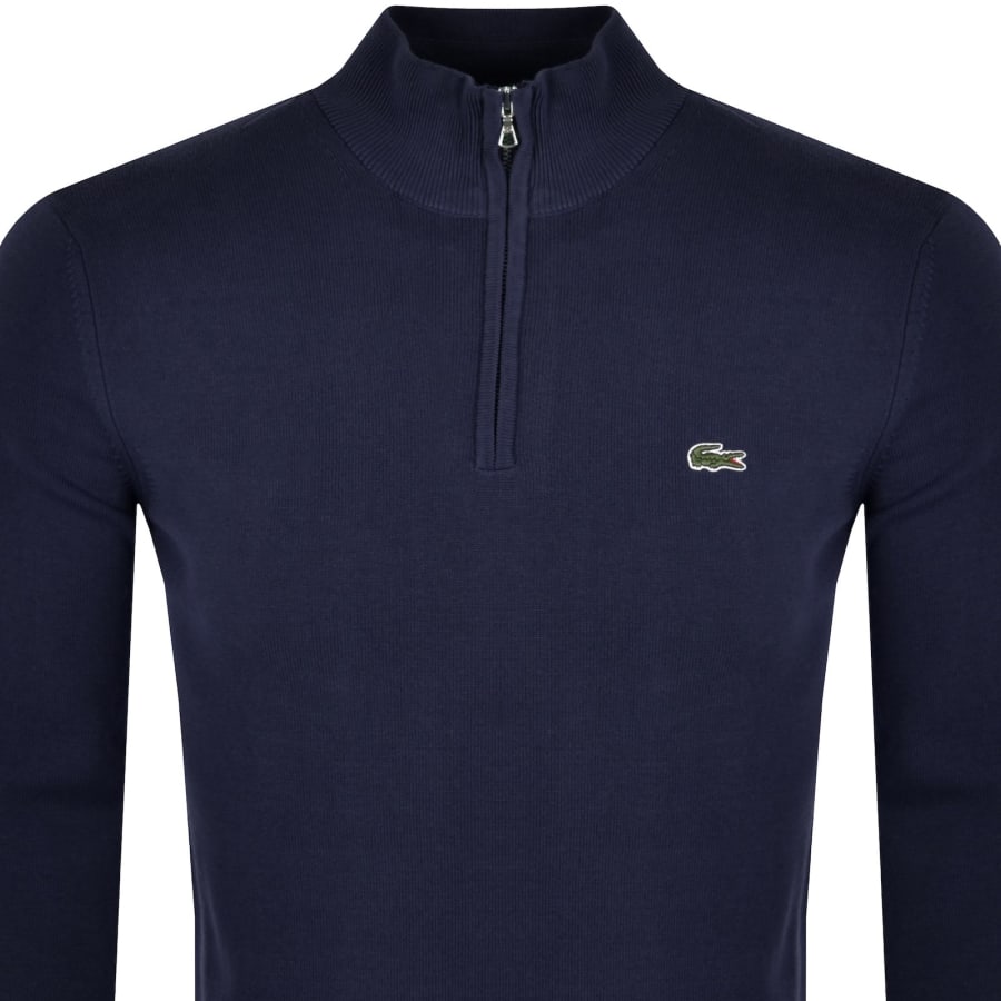 Image number 2 for Lacoste Quarter Zip Knit Jumper Navy