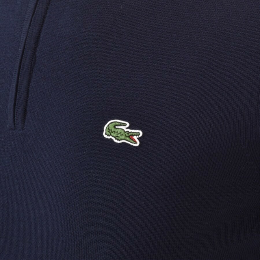 Image number 3 for Lacoste Quarter Zip Knit Jumper Navy