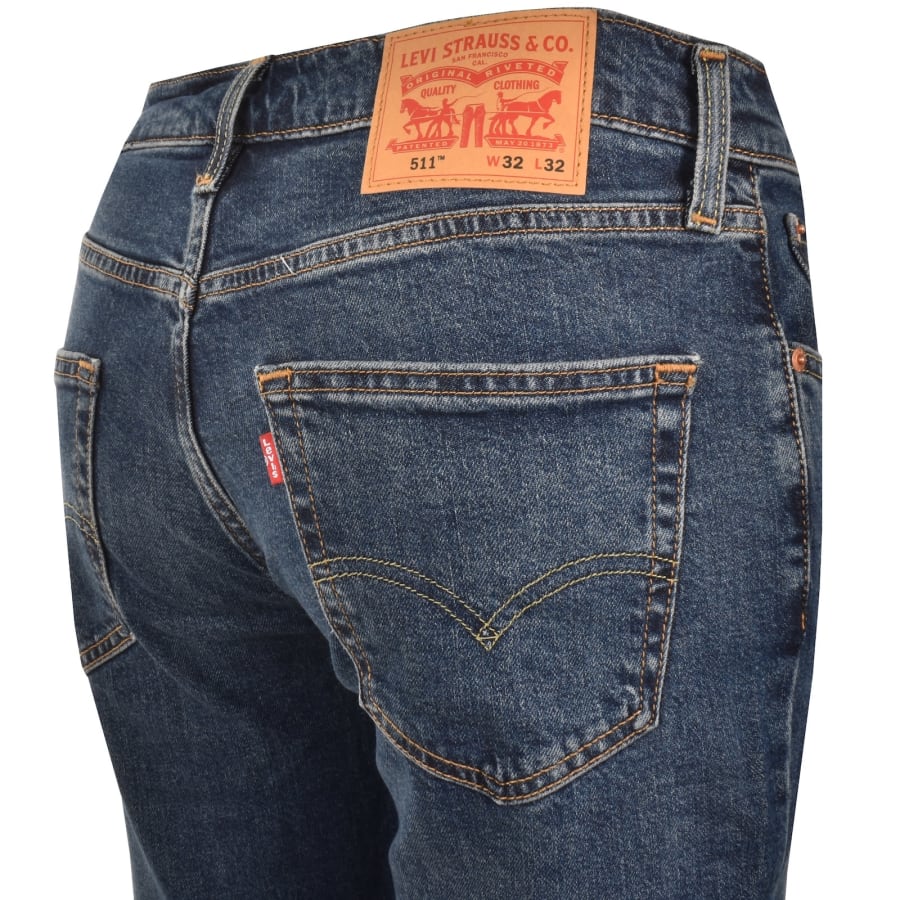 Image number 4 for Levis 511 Slim Fit Stretch Jeans Mid Wash Blue