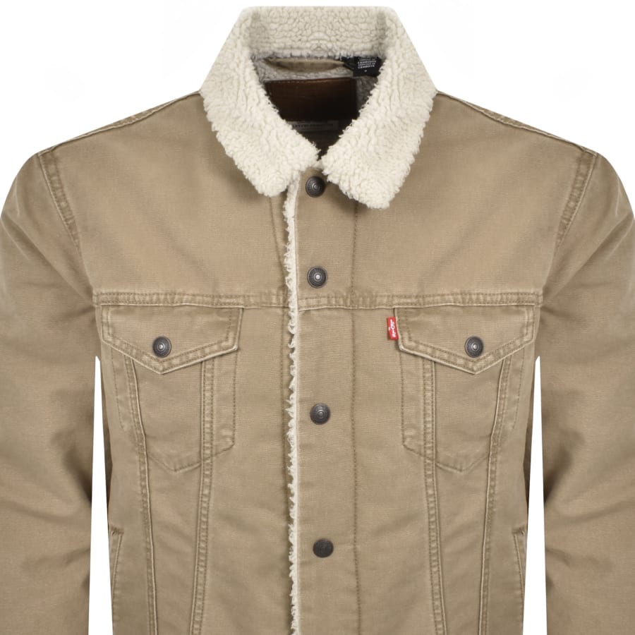 Image number 2 for Levis Sherpa Trucker Denim Jacket Brown