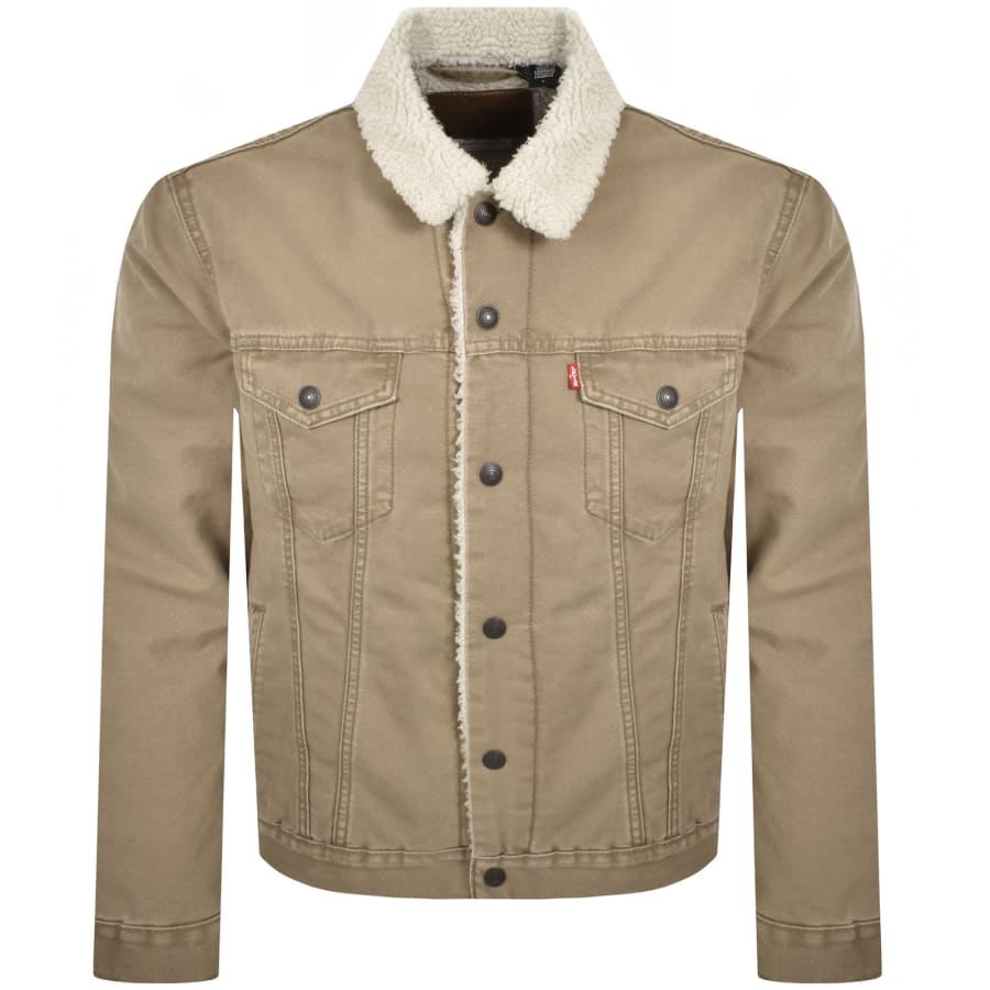 Image number 1 for Levis Sherpa Trucker Denim Jacket Brown