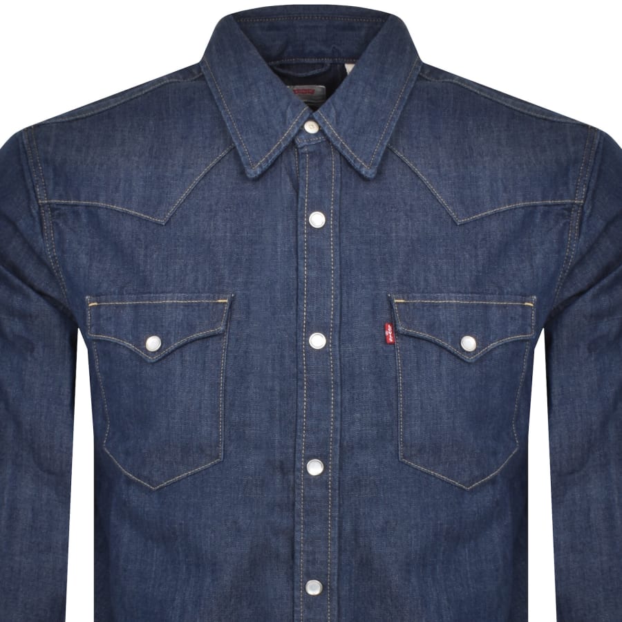 Image number 2 for Levis Barstow Western Denim Shirt Navy