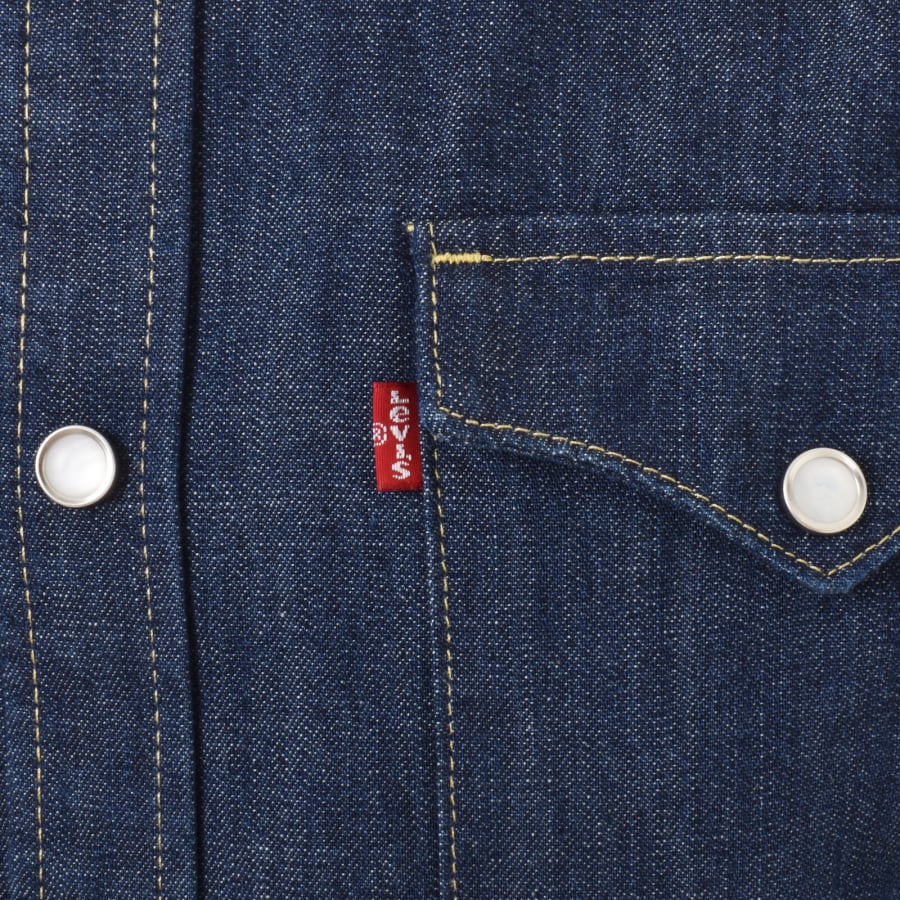 Image number 3 for Levis Barstow Western Denim Shirt Navy