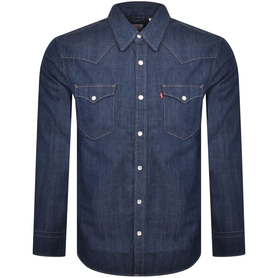 Image number 1 for Levis Barstow Western Denim Shirt Navy