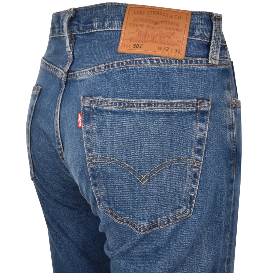 Image number 4 for Levis 501 Original Jeans Mid Wash Blue